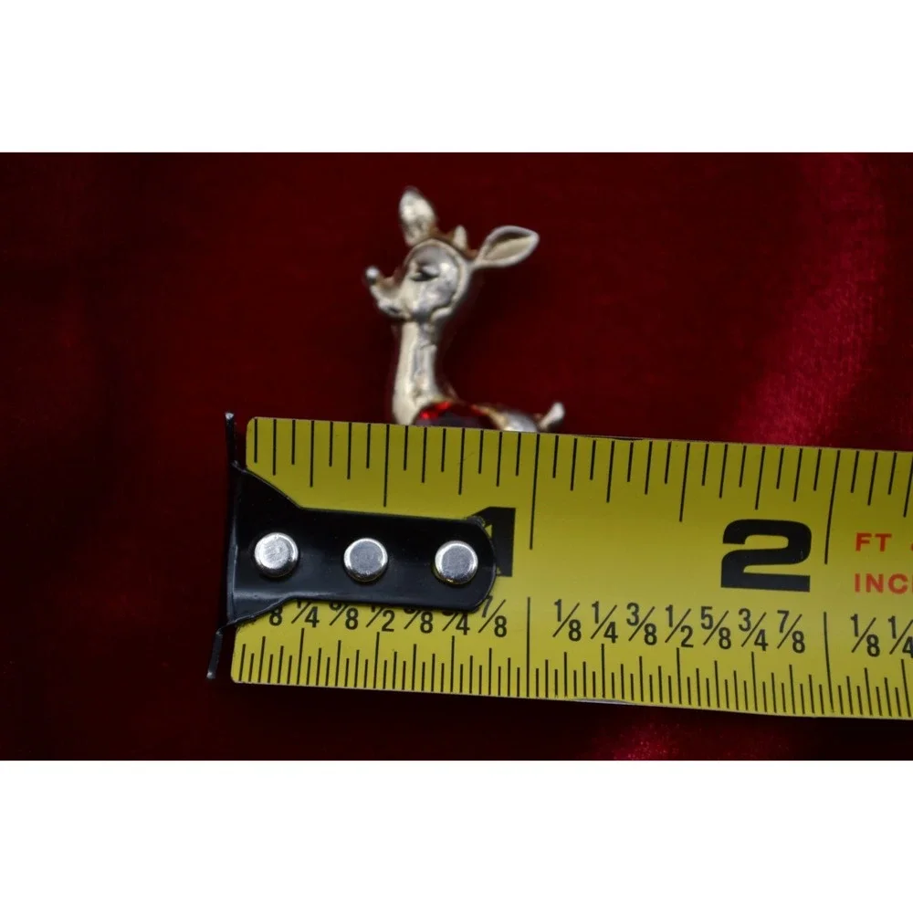 Vintage rudolph reindeer red stone pendant‎ brooch silver tone